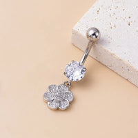 14G Surgical Steel Dangle Navel Ring, Heart Belly Button Ring