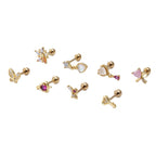 16G Cartilage Surgical Steel Earrings Butterfly Earrings Flower Earrings | HSPJ882