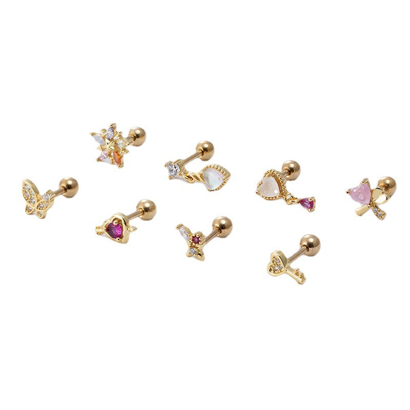 16G Cartilage Surgical Steel Earrings Butterfly Earrings Flower Earrings | HSPJ882