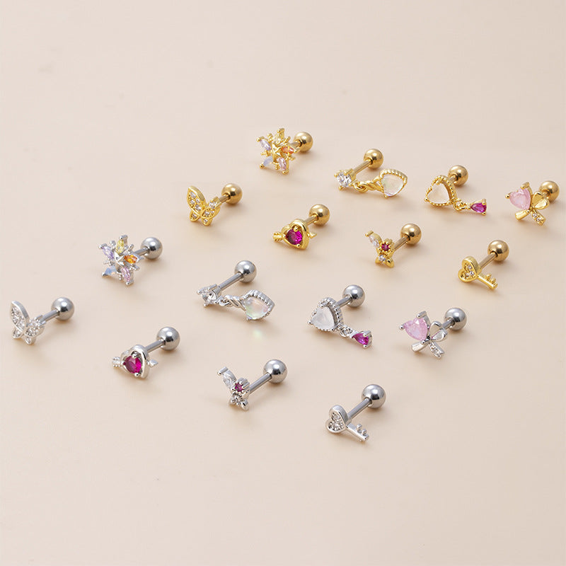 16G Cartilage Surgical Steel Earrings Butterfly Earrings Flower Earrings | HSPJ882