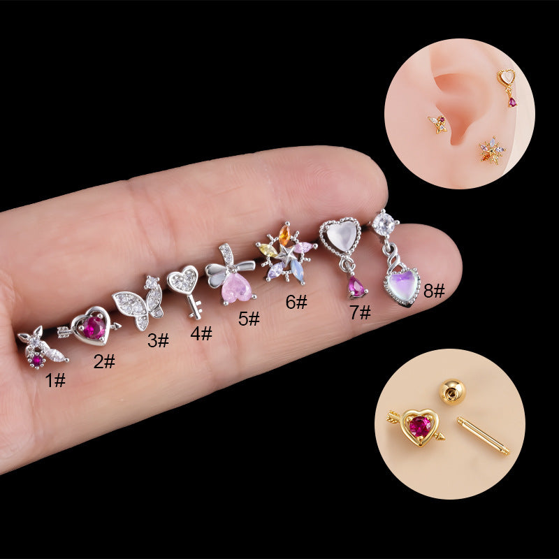16G Cartilage Surgical Steel Earrings Butterfly Earrings Flower Earrings | HSPJ882