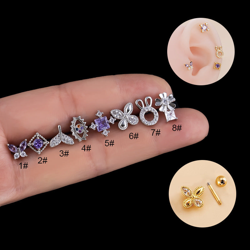 16G Evil Eyes Cartilage Stud Conch Piercing 