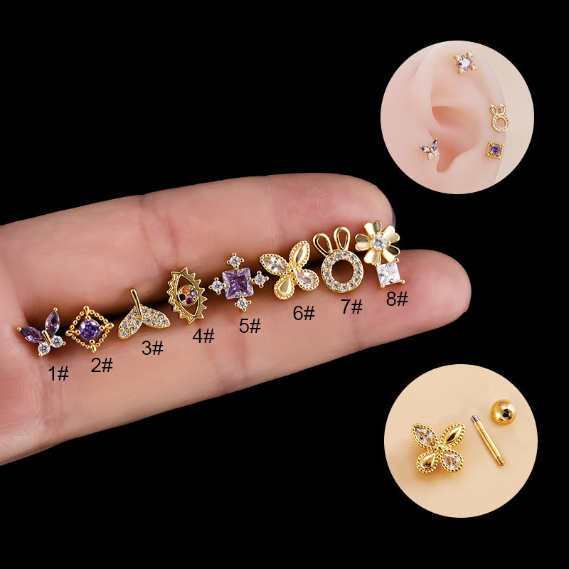 16G Evil Eyes Cartilage Stud Conch Piercing 