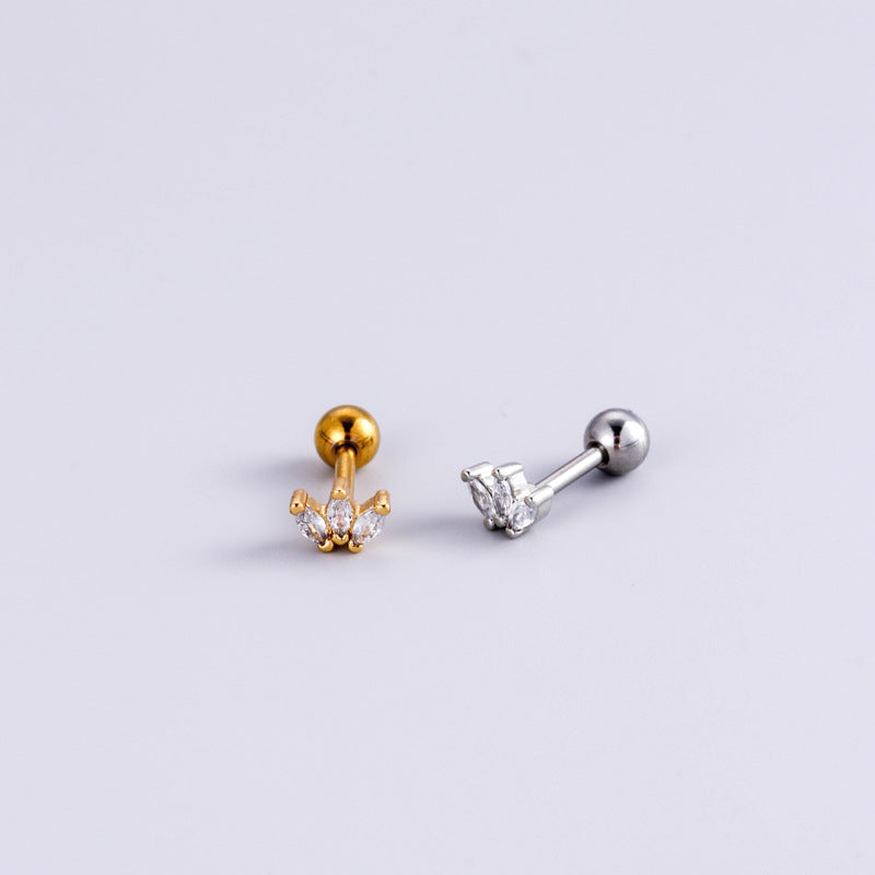 16G Cartilage Surgical Steel Earrings Crown Earrings Heart Earrings Ball Back Earrings | HSPJ888