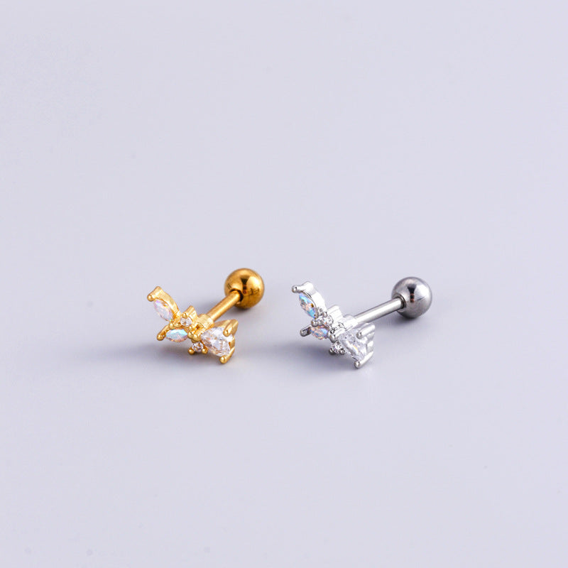 16G Cartilage Surgical Steel Earrings Crown Earrings Heart Earrings Ball Back Earrings | HSPJ888