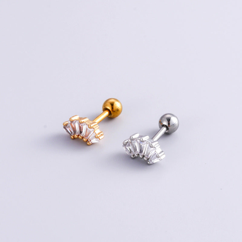 16G Cartilage Surgical Steel Earrings Crown Earrings Heart Earrings Ball Back Earrings | HSPJ888