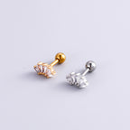 16G Cartilage Surgical Steel Earrings Crown Earrings Heart Earrings Ball Back Earrings | HSPJ888