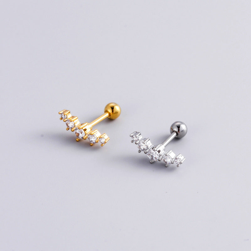 16G Cartilage Surgical Steel Earrings Crown Earrings Heart Earrings Ball Back Earrings | HSPJ888