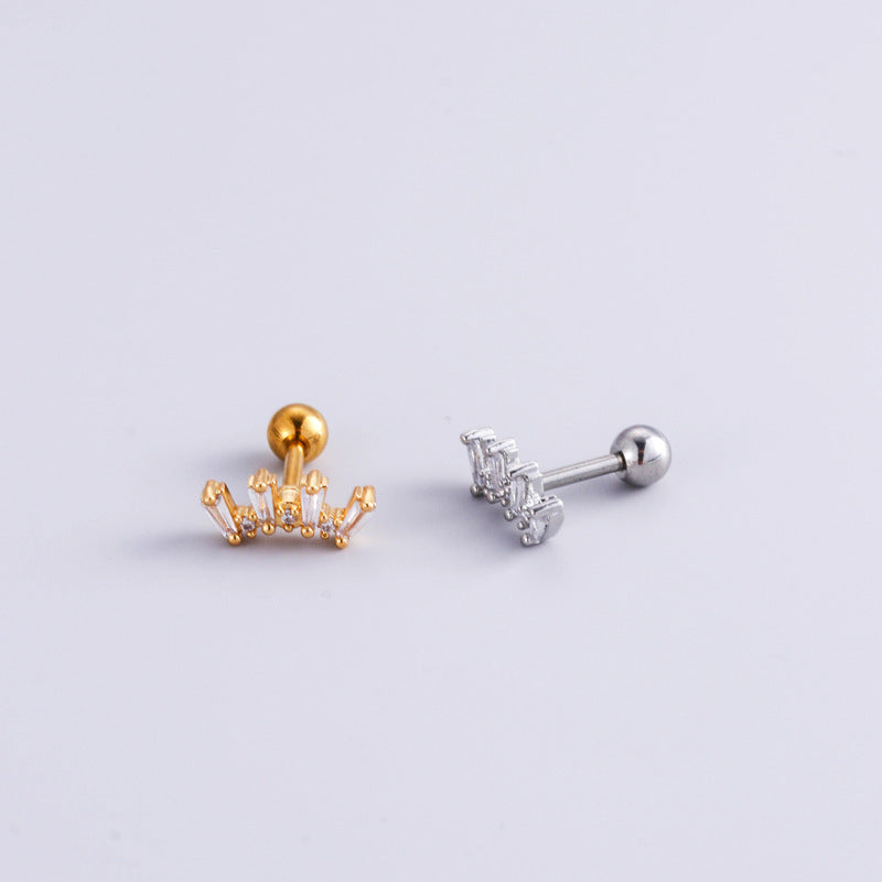 16G Cartilage Surgical Steel Earrings Crown Earrings Heart Earrings Ball Back Earrings | HSPJ888