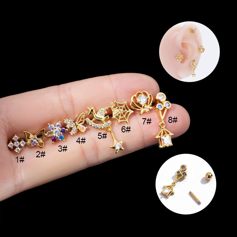 20G Cartilage Surgical Steel Earrings Conch Earrings Ball Back Earrings | HSPJ895
