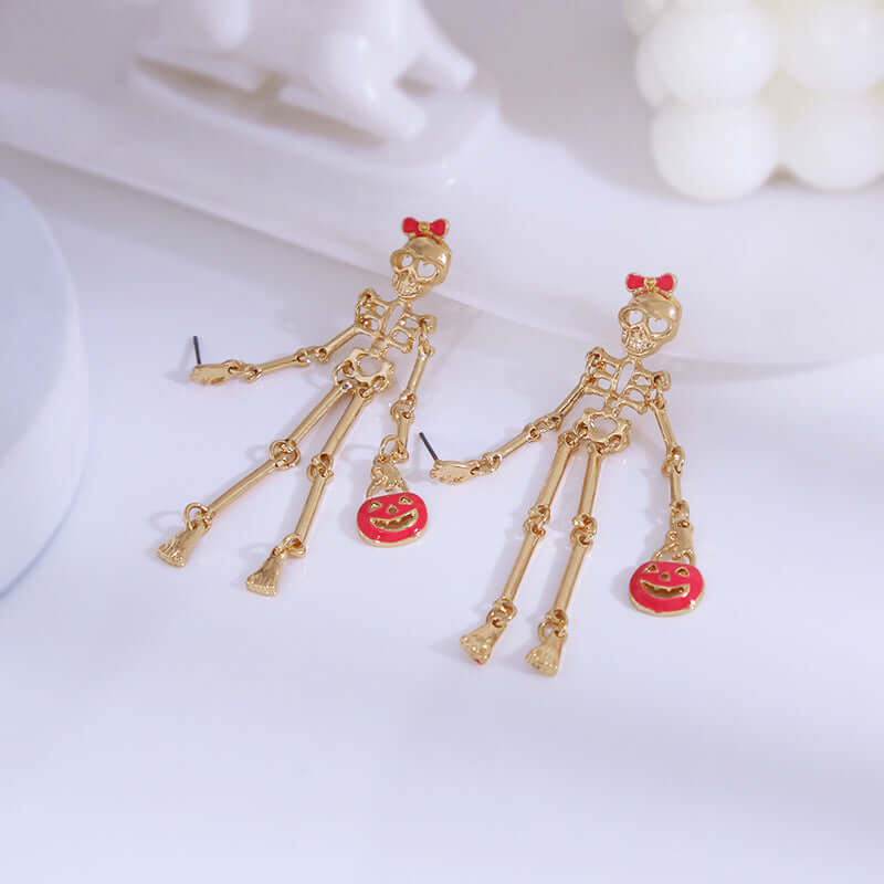 Halloween Wicked Skeleton Skull Grunge Drop Earrings