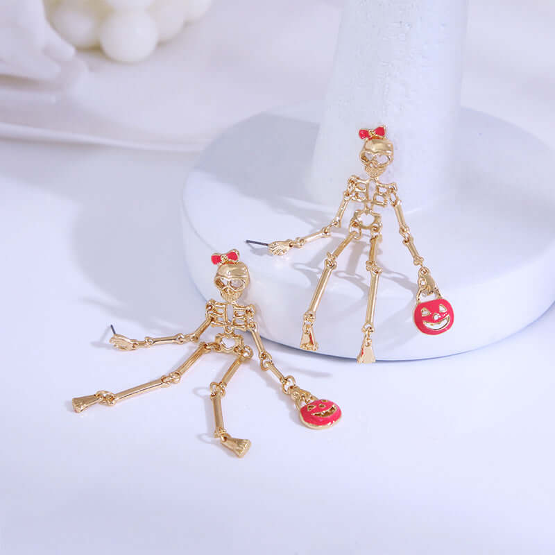 Halloween Wicked Skeleton Skull Grunge Drop Earrings