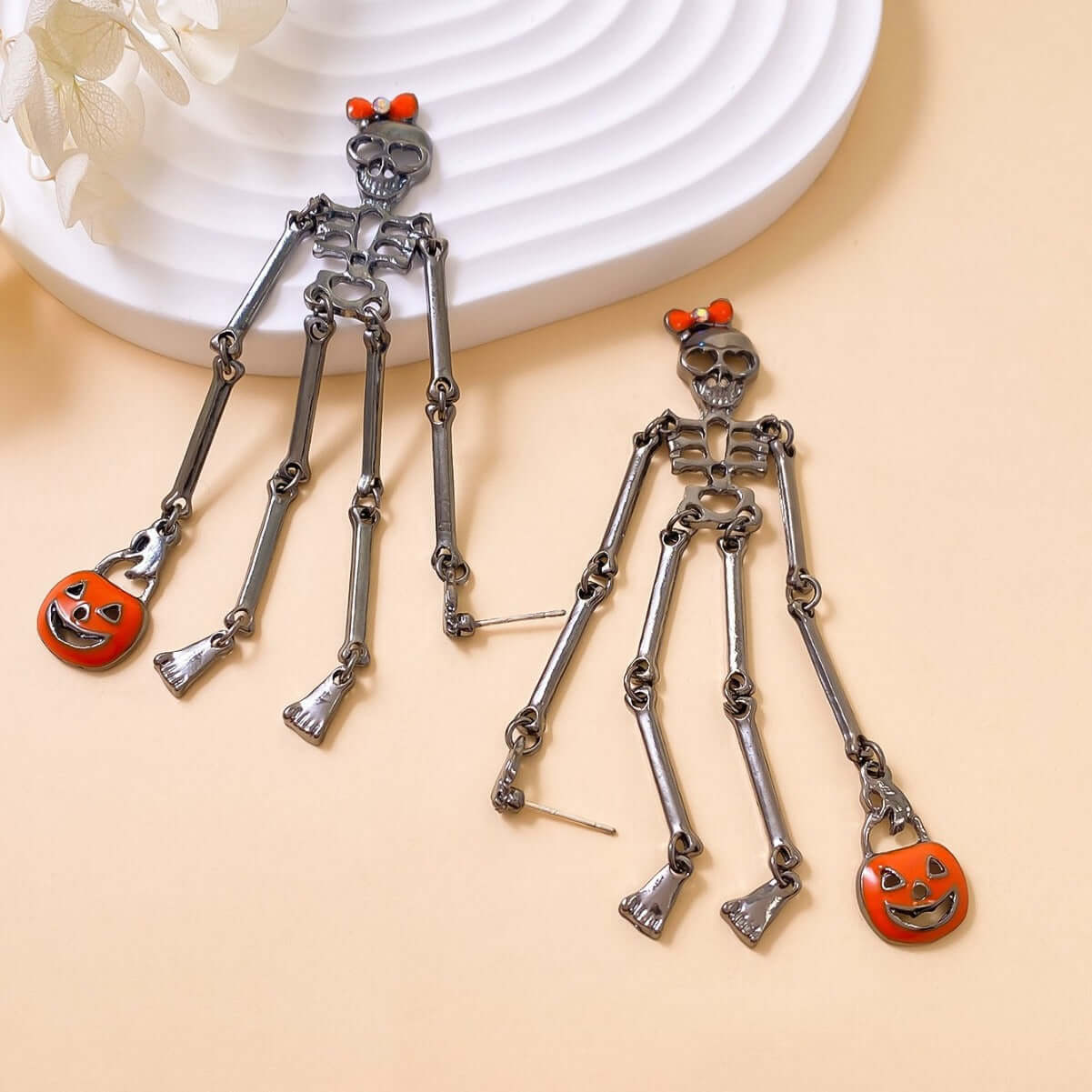 Halloween Wicked Skeleton Skull Grunge Drop Earrings