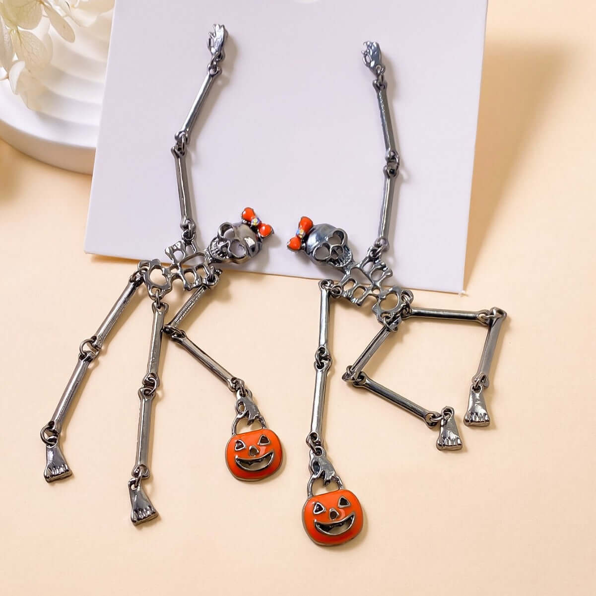 Halloween Wicked Skeleton Skull Grunge Drop Earrings