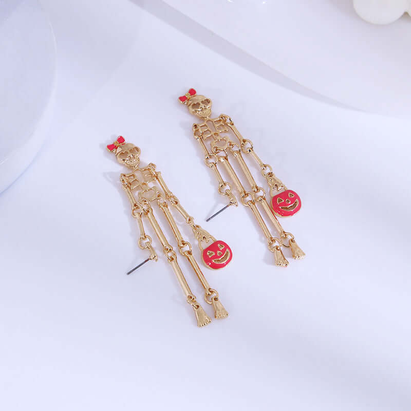 Halloween Wicked Skeleton Skull Grunge Drop Earrings