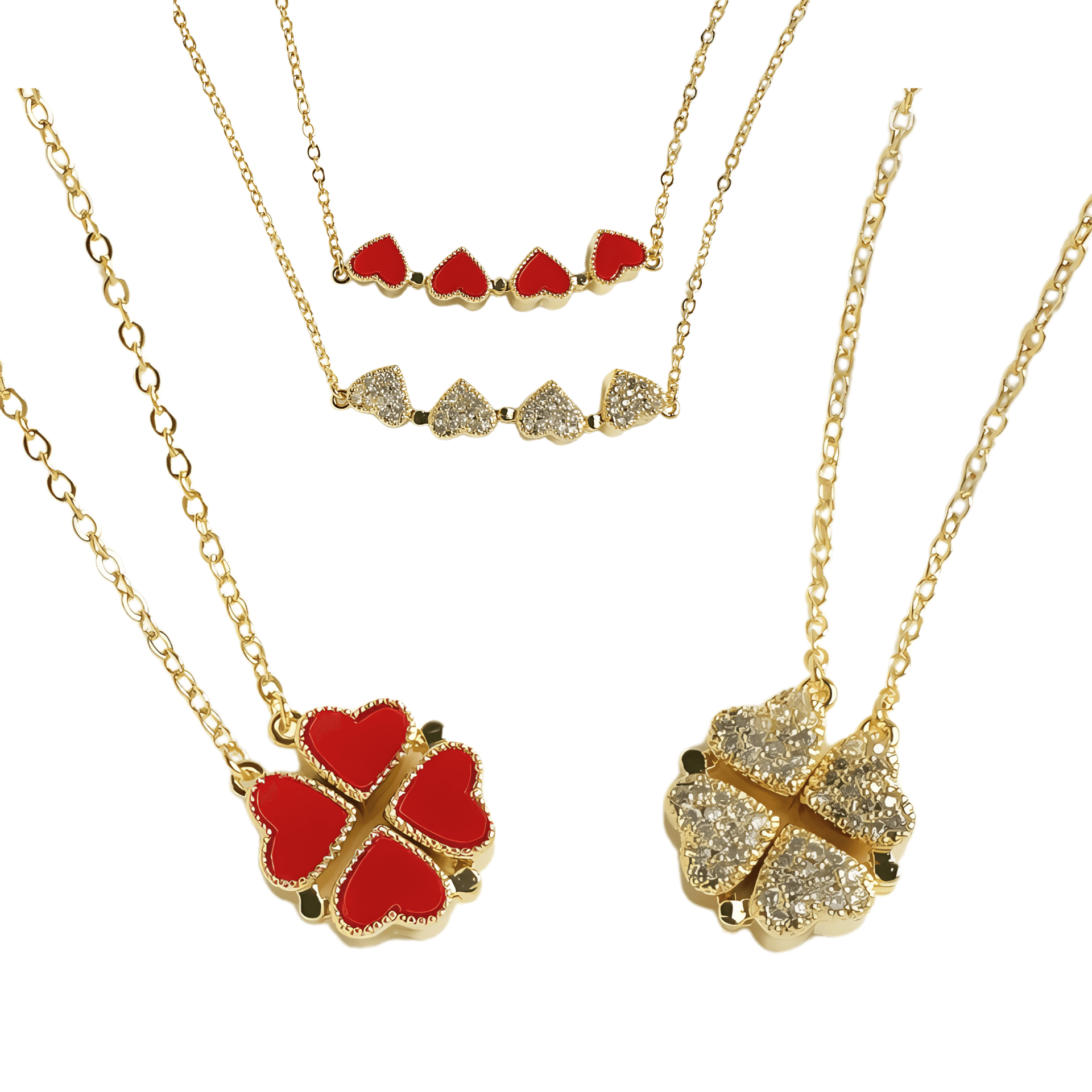Multi-Way Heart Clover Lucky Necklace – Jazzy Tune