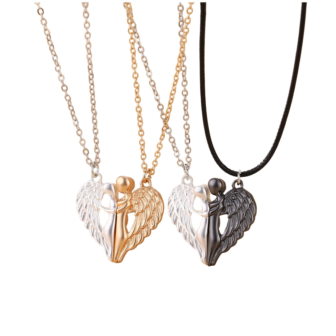 Hugging Angel Couple Wings Magnetic Necklace