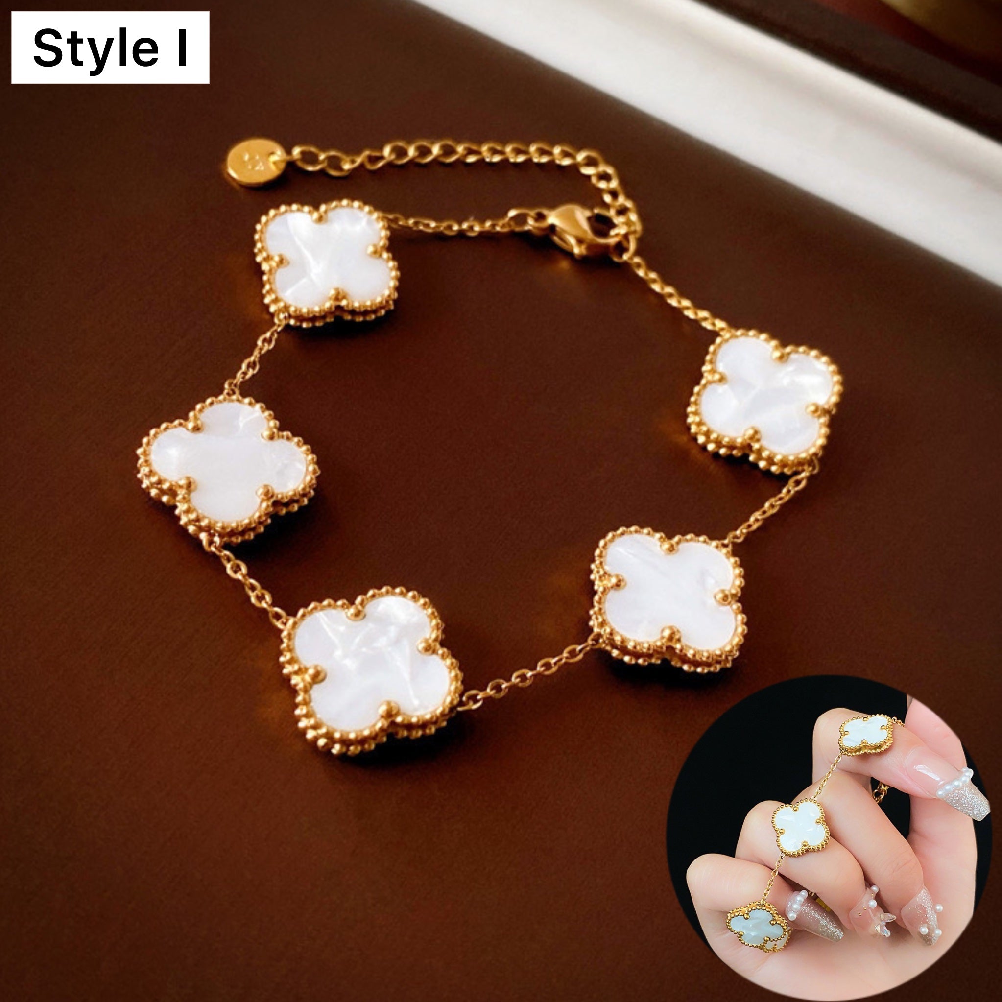 14K Gold Plated Four Leaf Clover Bracelet