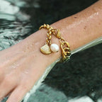 Bold Chain Freshwater Pearl Shell Bracelet