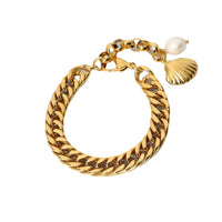 Bold Chain Freshwater Pearl Shell Bracelet