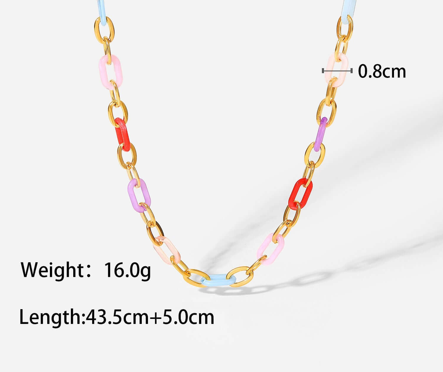18K Gold Plated Coloful Boho Creative Link Chain Necklace | JDN974