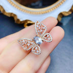 18K Gold Butterfly Aquamarine Crystal Ring | NS2401