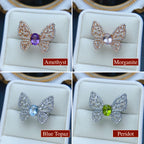 18K Gold Butterfly Aquamarine Crystal Ring