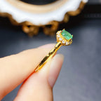 18K Gold Statement Emerald Halo Ring