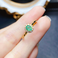 18K Gold Statement Emerald Halo Ring