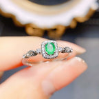 18K Platinum Minimalist Emerald Ring
