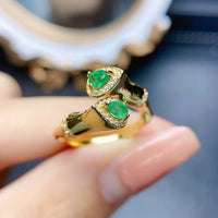 18K Gold Statement Snake Emerald Ring