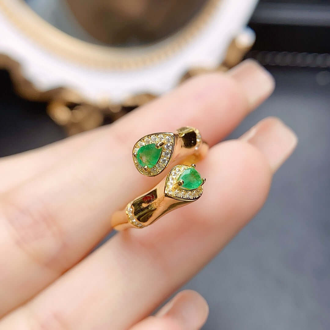 18K Gold Statement Snake Emerald Ring