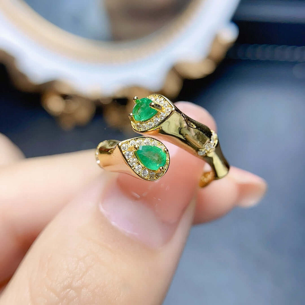 18K Gold Statement Snake Emerald Ring