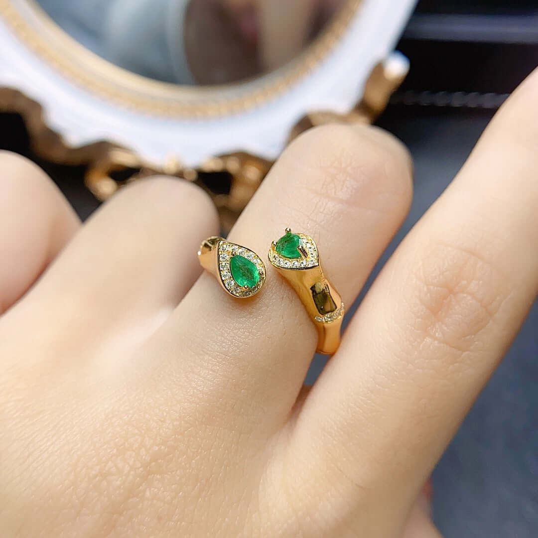 18K Gold Statement Snake Emerald Ring