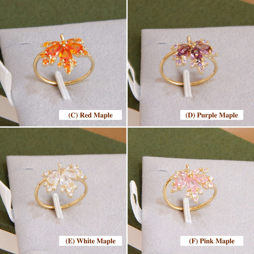 Pink Purple maple leaf ring