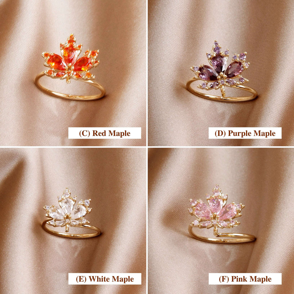 Orange and clear maple leaf ring