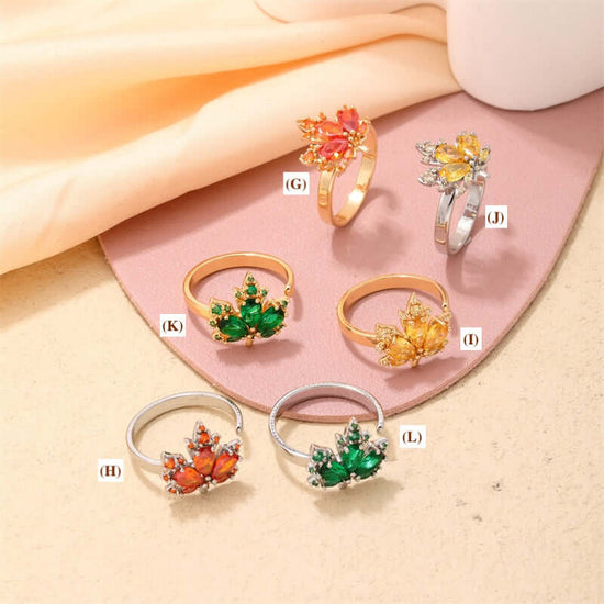 Green orange maple leaf ring