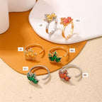 Green orange maple leaf ring