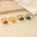 Green orange maple leaf ring