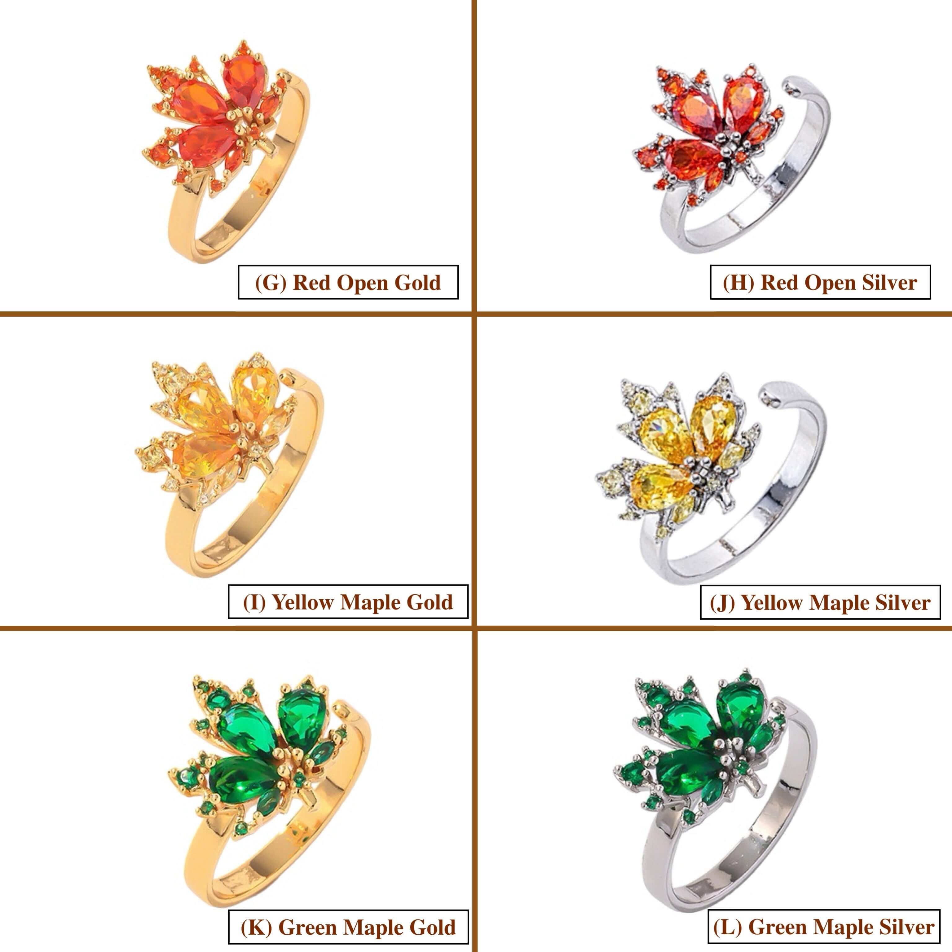 Green orange maple leaf ring