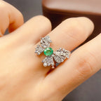 Vintage Huge Butterfly Emerald Ring