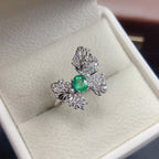 Vintage Huge Butterfly Emerald Ring