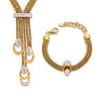 18K Gold Mesh Waterfall Tassel Necklace Bracelet Set