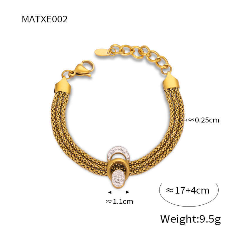 18K Gold Bold Mesh Waterfall Tassel Bracelet 