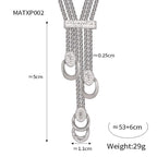 Bold Silver Mesh Waterfall Tassel Necklace 