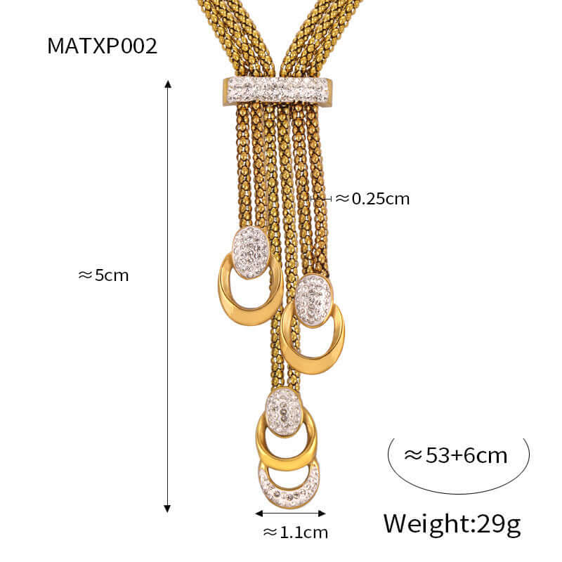 18K Gold Mesh Waterfall Tassel Necklace 