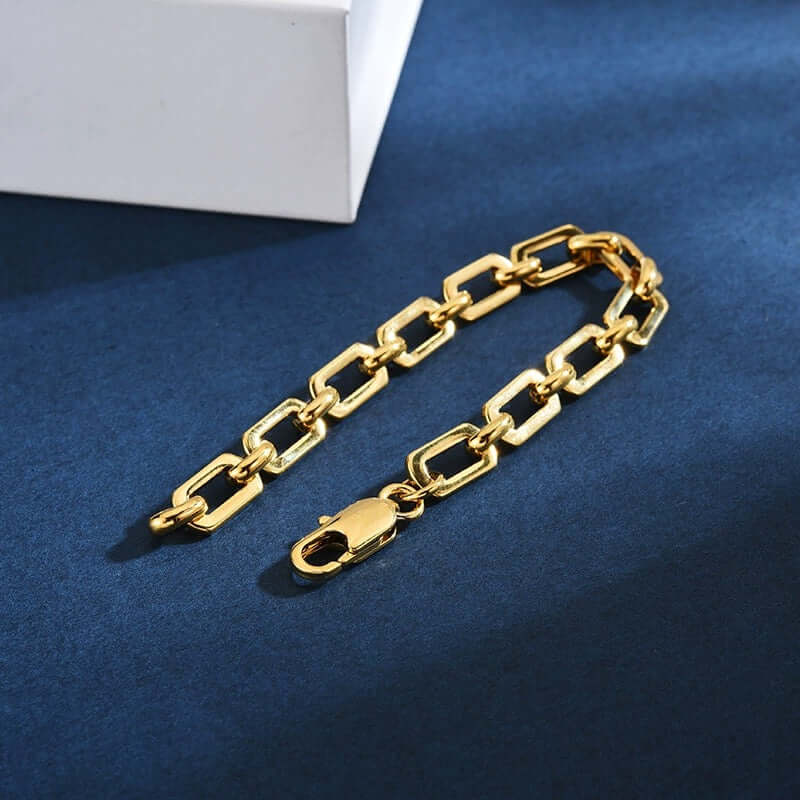 18K Gold Oval Link Chain Bracelet | QT2008