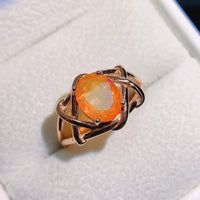 Rose Gold Fire Opal Ring October Birthstone | NS2408
