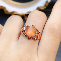 Rose Gold Fire Opal Ring October Birthstone | NS2408