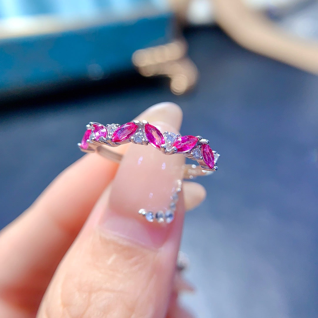 Marquise Pink Topaz Birthstone Ring